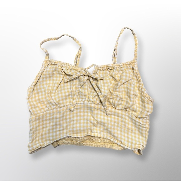 Hollister Tops - Hollister Yellow Gingham Plaid Crop Top – Size XS
